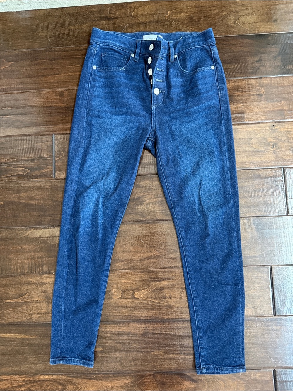 High-Rise Dark denim Blue Women’s Jeans - Classic Button-Fly loft jeans size 4